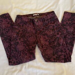 CAbi Style 159 Size 8. Purple camo jeans. Tapered leg.